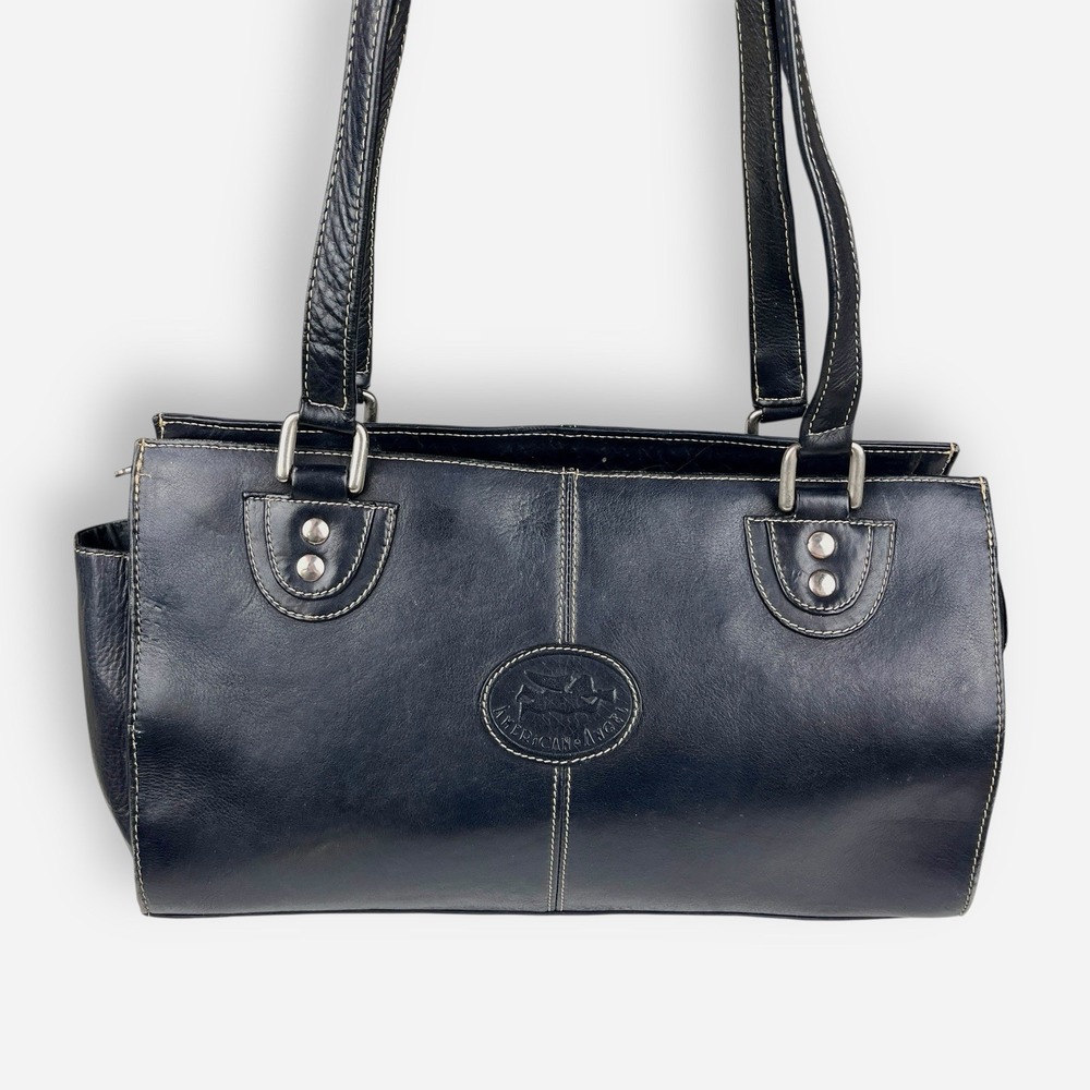 Vintage‎ American Angel Black Leather Shoulder Bag 9107 Purse - Picture 2 of 11